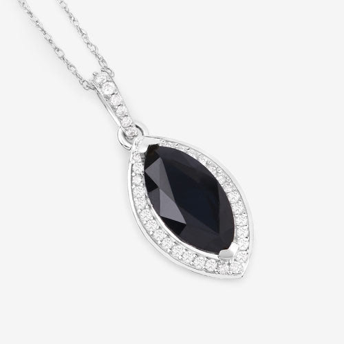 2.27 Carat Genuine Blue Sapphire and White Diamond 10K White Gold Pendant by Bids.com