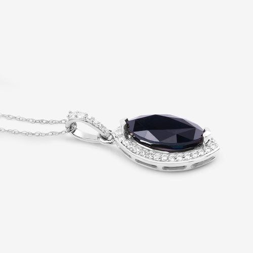 2.27 Carat Genuine Blue Sapphire and White Diamond 10K White Gold Pendant by Bids.com