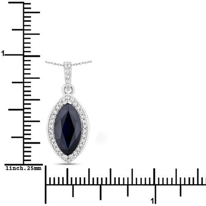 2.27 Carat Genuine Blue Sapphire and White Diamond 10K White Gold Pendant by Bids.com