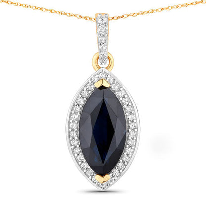2.27 Carat Genuine Blue Sapphire and White Diamond 10K Yellow Gold Pendant by Bids.com