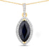 2.27 Carat Genuine Blue Sapphire and White Diamond 10K Yellow Gold Pendant by Bids.com
