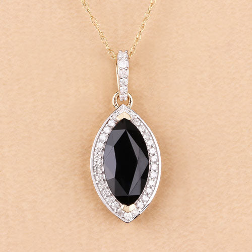 2.27 Carat Genuine Blue Sapphire and White Diamond 10K Yellow Gold Pendant by Bids.com