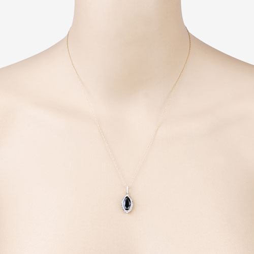2.27 Carat Genuine Blue Sapphire and White Diamond 10K Yellow Gold Pendant by Bids.com