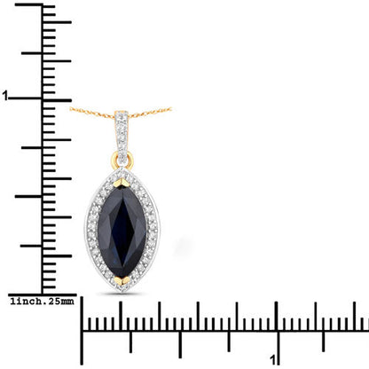 2.27 Carat Genuine Blue Sapphire and White Diamond 10K Yellow Gold Pendant by Bids.com