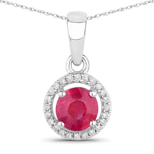 0.62 Carat Genuine Ruby and White Diamond 14K White Gold Pendant by Bids.com