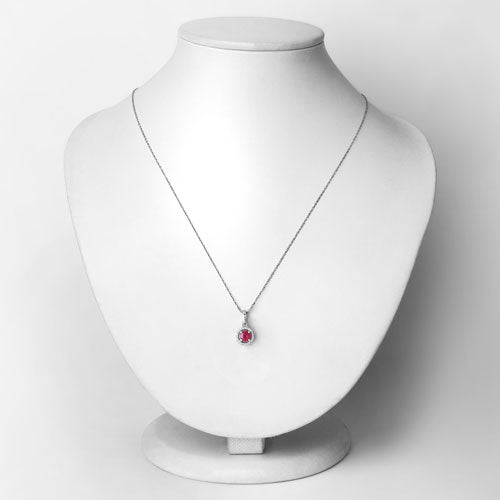 0.62 Carat Genuine Ruby and White Diamond 14K White Gold Pendant by Bids.com