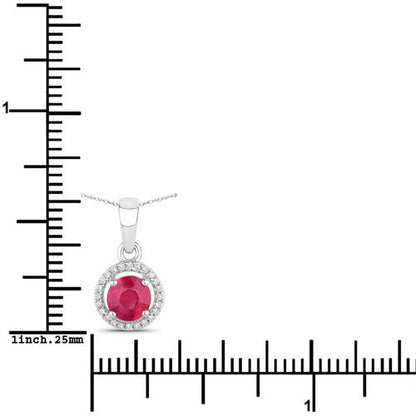 0.62 Carat Genuine Ruby and White Diamond 14K White Gold Pendant by Bids.com