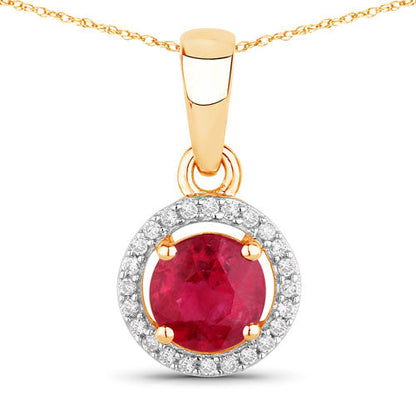 0.62 Carat Genuine Ruby and White Diamond 14K Yellow Gold Pendant by Bids.com