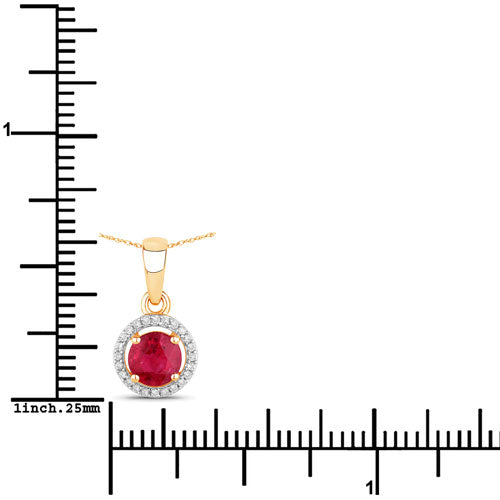 0.62 Carat Genuine Ruby and White Diamond 14K Yellow Gold Pendant by Bids.com
