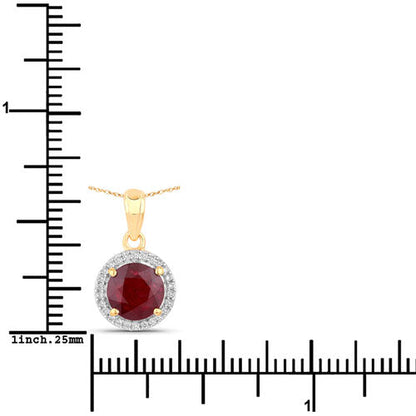 1.49 Carat Genuine Ruby and White Diamond 14K Yellow Gold Pendant by Bids.com