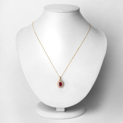 1.55 Carat Genuine Ruby and White Diamond 14K Yellow Gold Pendant by Bids.com