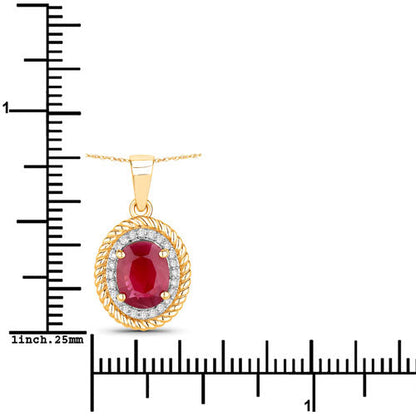 1.55 Carat Genuine Ruby and White Diamond 14K Yellow Gold Pendant by Bids.com