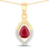 0.69 Carat Genuine Ruby and White Diamond 14K Yellow Gold Pendant  DestGlow