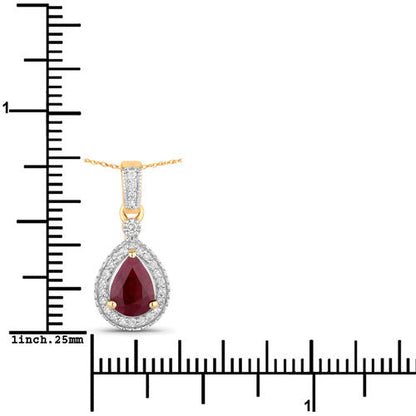 1.01 Carat Genuine Ruby and White Diamond 14K Yellow Gold Pendant by Bids.com