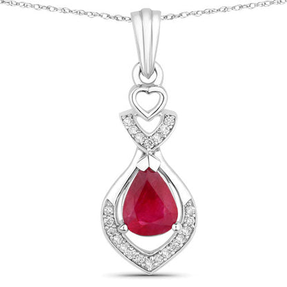 0.86 Carat Genuine Ruby and White Diamond 14K White Gold Pendant by Bids.com