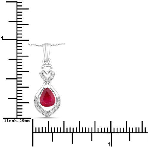 0.86 Carat Genuine Ruby and White Diamond 14K White Gold Pendant by Bids.com