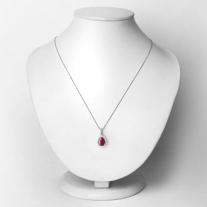 1.61 Carat Genuine Ruby and White Diamond 14K White Gold Pendant by Bids.com