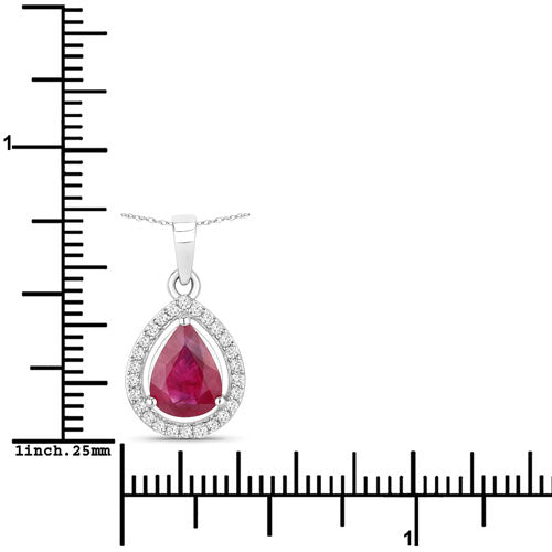 1.61 Carat Genuine Ruby and White Diamond 14K White Gold Pendant by Bids.com