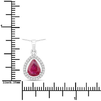 1.61 Carat Genuine Ruby and White Diamond 14K White Gold Pendant by Bids.com