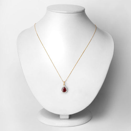 1.61 Carat Genuine Ruby and White Diamond 14K Yellow Gold Pendant by Bids.com