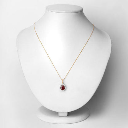 1.61 Carat Genuine Ruby and White Diamond 14K Yellow Gold Pendant by Bids.com