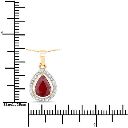 1.61 Carat Genuine Ruby and White Diamond 14K Yellow Gold Pendant by Bids.com