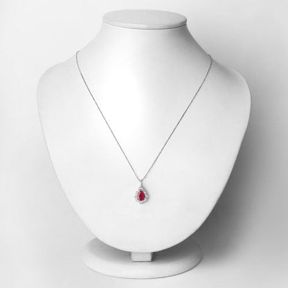 1.29 Carat Genuine Ruby and White Diamond 14K White Gold Pendant by Bids.com