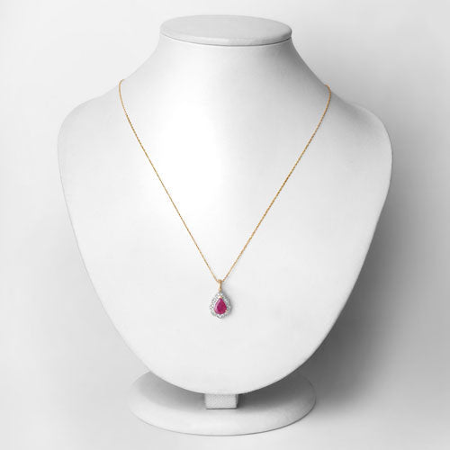 1.29 Carat Genuine Ruby and White Diamond 14K Yellow Gold Pendant by Bids.com