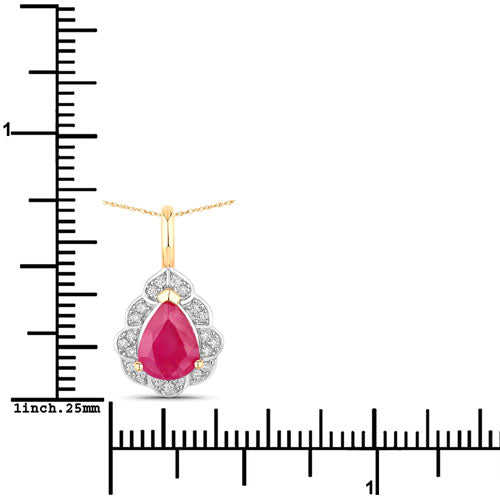 1.29 Carat Genuine Ruby and White Diamond 14K Yellow Gold Pendant by Bids.com