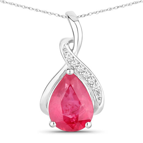 1.98 Carat Genuine Ruby and White Diamond 14K White Gold Pendant by Bids.com