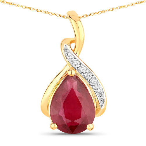 1.98 Carat Genuine Ruby and White Diamond 14K Yellow Gold Pendant by Bids.com