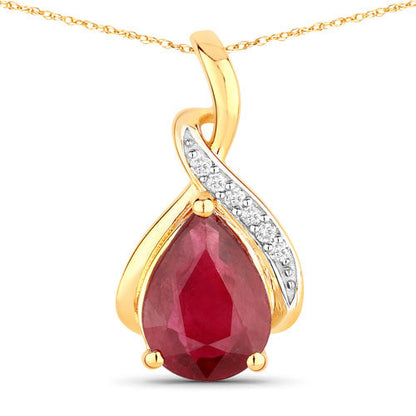 1.98 Carat Genuine Ruby and White Diamond 14K Yellow Gold Pendant by Bids.com