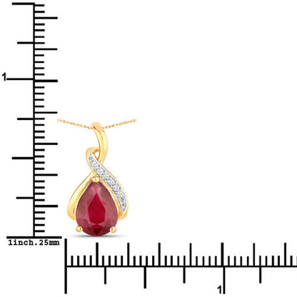 1.98 Carat Genuine Ruby and White Diamond 14K Yellow Gold Pendant by Bids.com