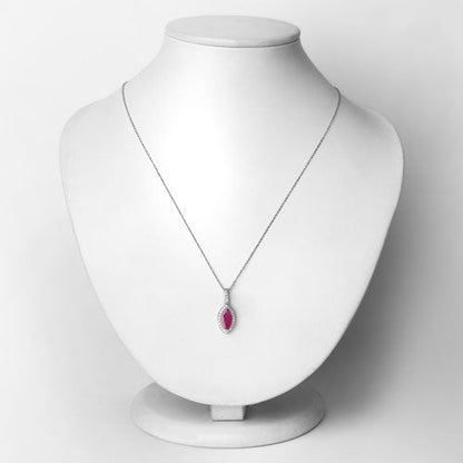 1.60 Carat Genuine Ruby and White Diamond 14K White Gold Pendant by Bids.com