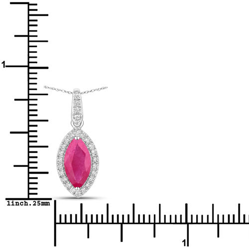 1.60 Carat Genuine Ruby and White Diamond 14K White Gold Pendant by Bids.com