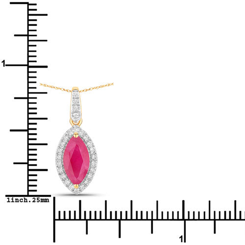 1.60 Carat Genuine Ruby and White Diamond 14K Yellow Gold Pendant by Bids.com