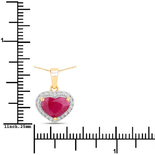 2.08 Carat Genuine Ruby and White Diamond 14K Yellow Gold Pendant by Bids.com
