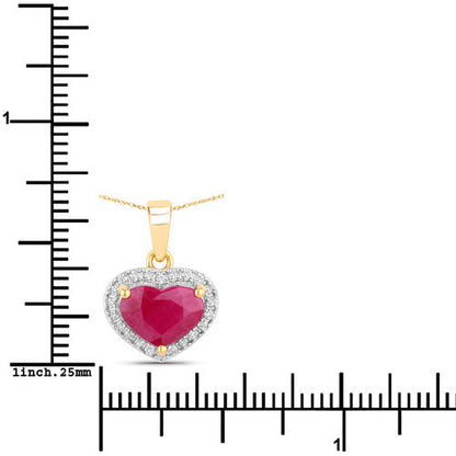 2.08 Carat Genuine Ruby and White Diamond 14K Yellow Gold Pendant by Bids.com