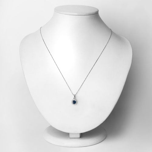 0.72 Carat Genuine Blue Sapphire and White Diamond 14K White Gold Pendant by Bids.com