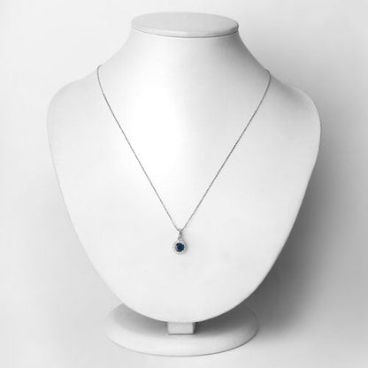 0.72 Carat Genuine Blue Sapphire and White Diamond 14K White Gold Pendant by Bids.com