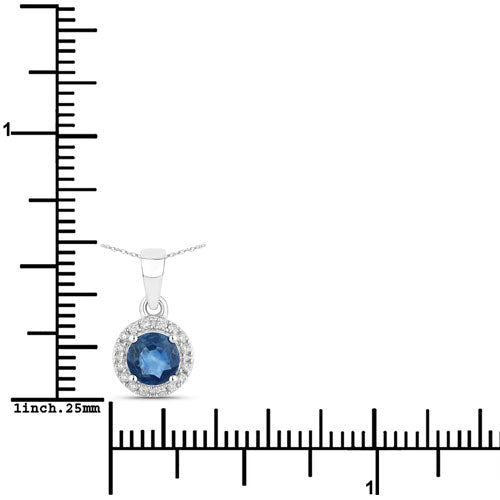 0.72 Carat Genuine Blue Sapphire and White Diamond 14K White Gold Pendant by Bids.com