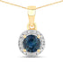 0.72 Carat Genuine Blue Sapphire and White Diamond 14K Yellow Gold Pendant  DestGlow
