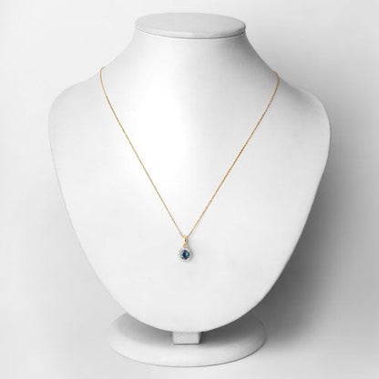 0.72 Carat Genuine Blue Sapphire and White Diamond 14K Yellow Gold Pendant  DestGlow