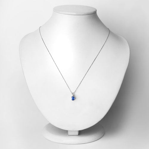 0.71 Carat Genuine Blue Sapphire and White Diamond 14K White Gold Pendant by Bids.com