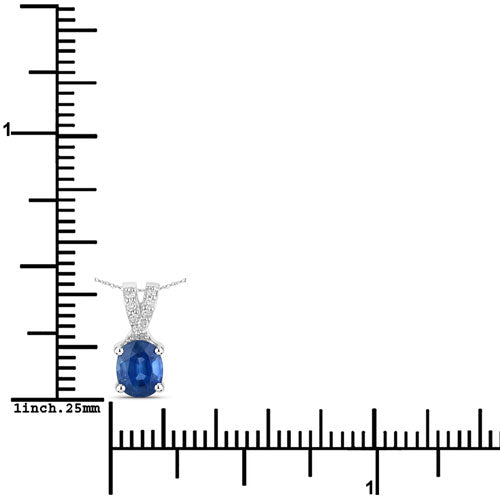 0.71 Carat Genuine Blue Sapphire and White Diamond 14K White Gold Pendant by Bids.com