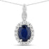 1.79 Carat Genuine Blue Sapphire and White Diamond 14K White Gold Pendant by Bids.com