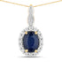1.79 Carat Genuine Blue Sapphire and White Diamond 14K Yellow Gold Pendant by Bids.com