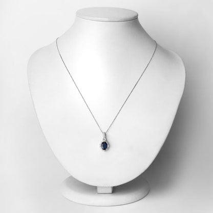 1.72 Carat Genuine Blue Sapphire and White Diamond 14K White Gold Pendant by Bids.com