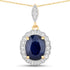 3.38 Carat Genuine Blue Sapphire and White Diamond 14K Yellow Gold Pendant by Bids.com