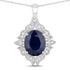 6.44 Carat Genuine Blue Sapphire and White Diamond 14K White Gold Pendant by Bids.com